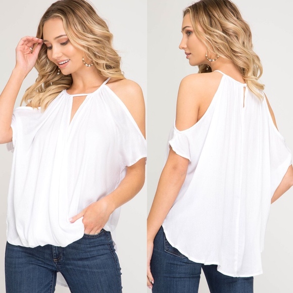 Bellanblue Tops - SKYLAR Cold Shoulder Top - OFF WHITE